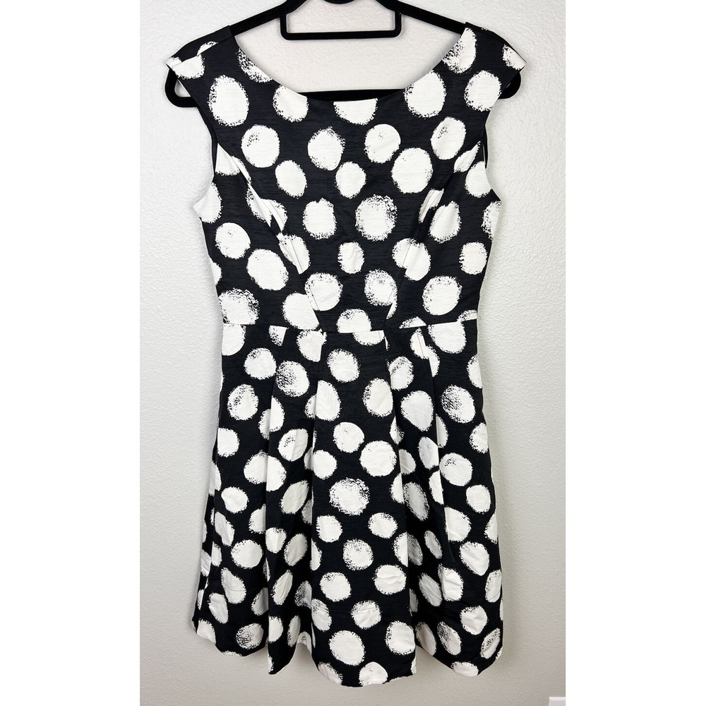 Eliza J black white polka dots sleeveless dress‎ size 6
